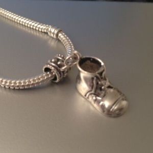 “Baby booties” Sterling Silver Plated Charm For European Style Chain Bracelets